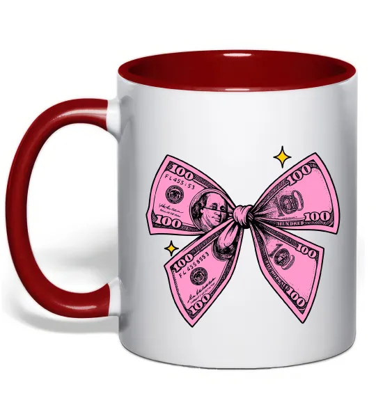 Чашка з кольоровою ручкою Бант з доларів Червоний фото