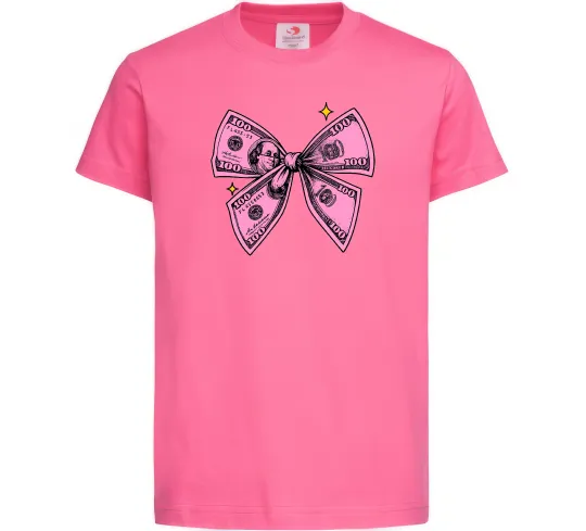Дитяча футболка Бант з доларів Яскраво-рожевий фото