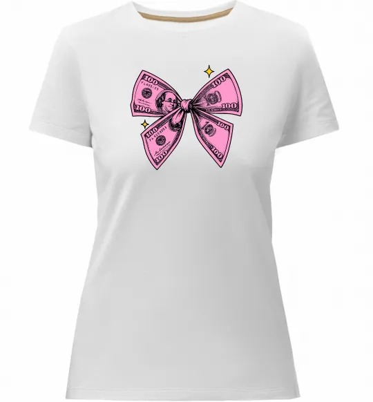 Жіноча преміум футболка Бант з доларів Білий фото