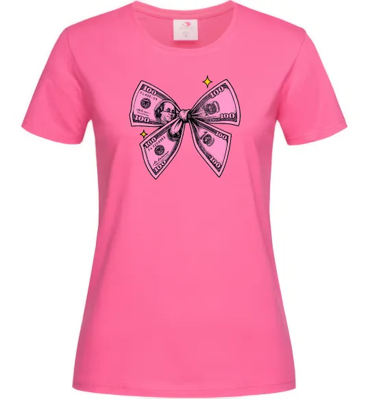 Жіноча футболка Бант з доларів Яскраво-рожевий фото