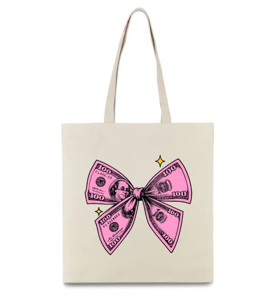 Еко-сумка Бант з доларів Бежевий фото