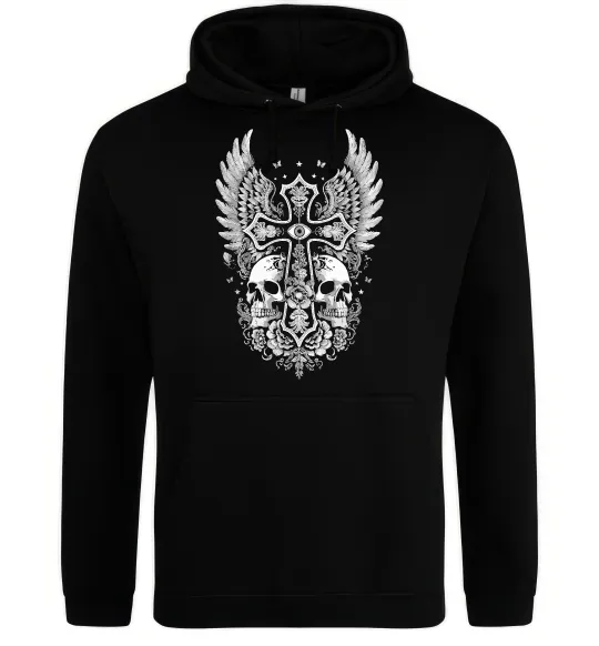 Чоловіча толстовка (худі) Хрест з черепами Чорний фото