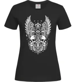 Жіноча футболка Хрест з черепами Чорний фото
