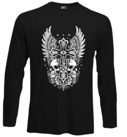 Лонгслив Хрест з черепами Черный фото