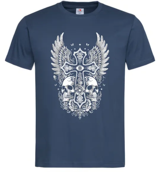 Мужская футболка Хрест з черепами Темно-синий фото