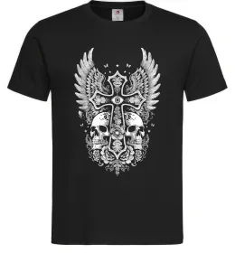 Чоловіча футболка Хрест з черепами Чорний фото