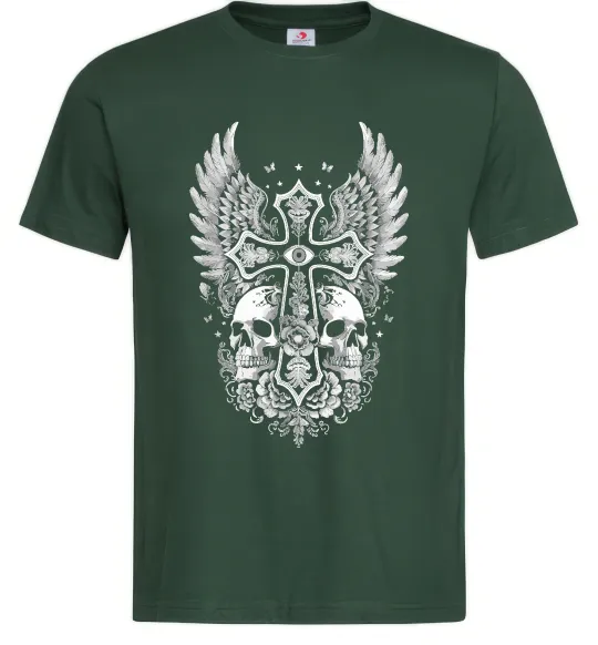 Мужская футболка Хрест з черепами Темно-зеленый фото