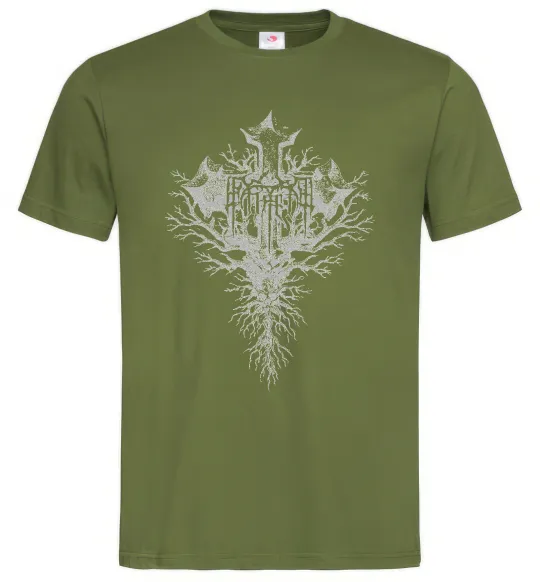 Мужская футболка Хрест готичний Оливковый фото