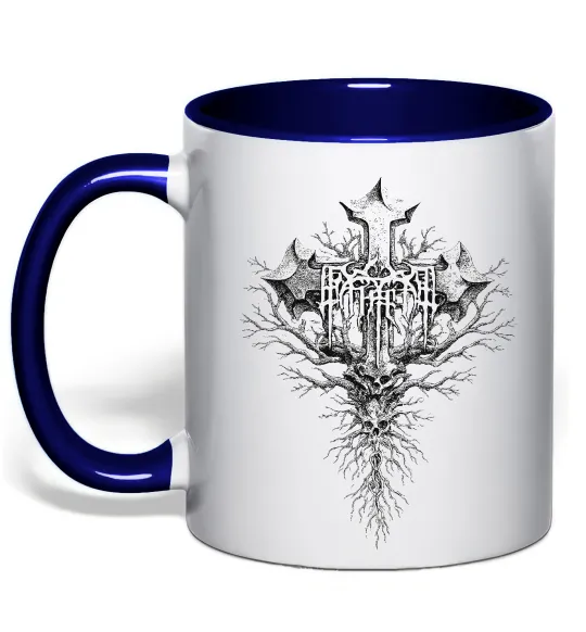 Чашка з кольоровою ручкою Хрест готичний Глибокий темно-синій фото