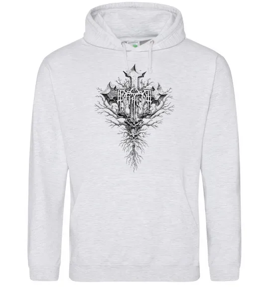 Жіноча толстовка (худі) Хрест готичний Сірий меланж фото