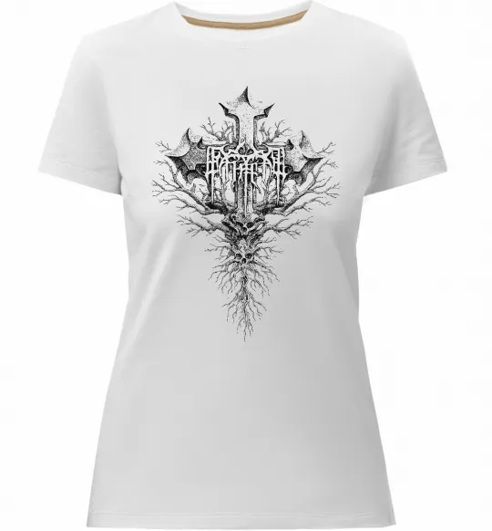 Жіноча преміум футболка Хрест готичний Білий фото