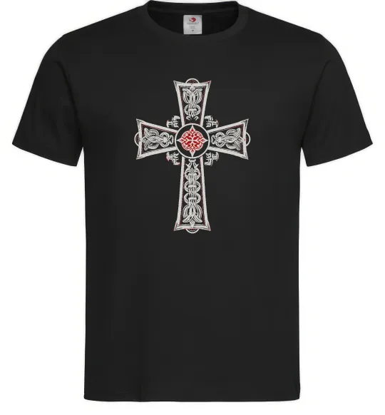 Мужская футболка Готичний хрест з орнаментом Черный фото