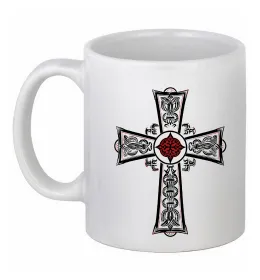 Чашка керамічна Готичний хрест з орнаментом Білий фото