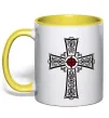Чашка з кольоровою ручкою Готичний хрест з орнаментом Лимонний фото