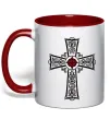Чашка з кольоровою ручкою Готичний хрест з орнаментом Червоний фото