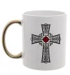 Чашка з кольоровою ручкою Готичний хрест з орнаментом Золото фото