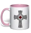 Чашка з кольоровою ручкою Готичний хрест з орнаментом Ніжно рожевий фото