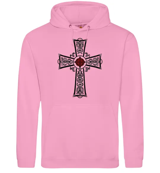 Чоловіча толстовка (худі) Готичний хрест з орнаментом Рожевий фото