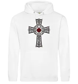Чоловіча толстовка (худі) Готичний хрест з орнаментом Білий фото