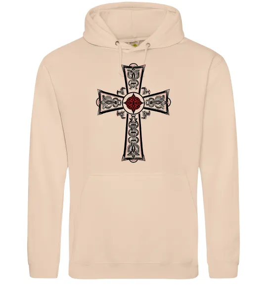 Чоловіча толстовка (худі) Готичний хрест з орнаментом Пісочний фото