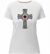 Женская премиум футболка Готичний хрест з орнаментом Белый фото