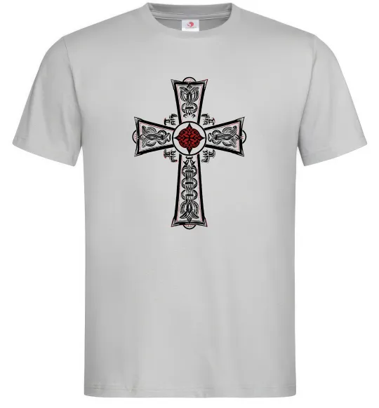 Мужская футболка Готичний хрест з орнаментом Серый фото