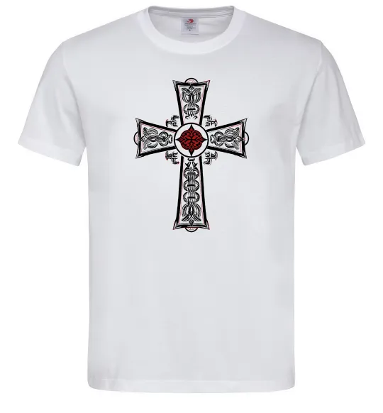 Мужская футболка Готичний хрест з орнаментом Белый фото