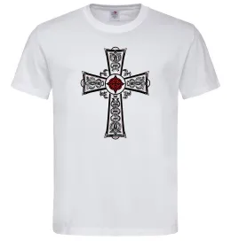 Чоловіча футболка Готичний хрест з орнаментом Білий фото