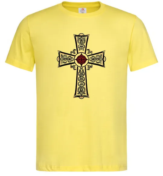 Мужская футболка Готичний хрест з орнаментом Лимонный фото