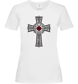 Жіноча футболка Готичний хрест з орнаментом Білий фото