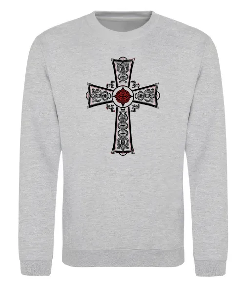 Свитшот Готичний хрест з орнаментом Серый меланж фото