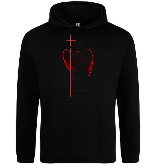 Мужская толстовка (худи) Ангел з хрестом Черный фото