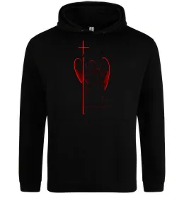Чоловіча толстовка (худі) Ангел з хрестом Чорний фото