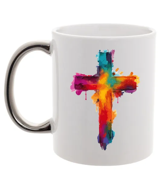 Чашка с цветной ручкой Cross Art Серебро фото