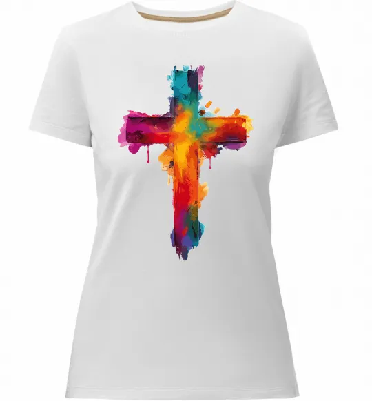 Женская премиум футболка Cross Art Белый фото