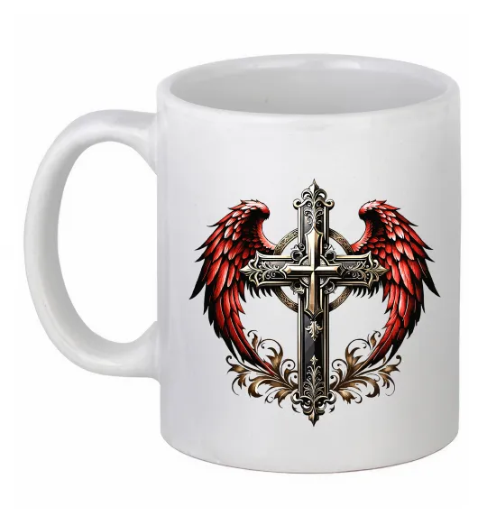 Чашка керамічна Хрест з крилами Білий фото
