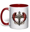 Чашка с цветной ручкой Хрест з крилами Красный фото