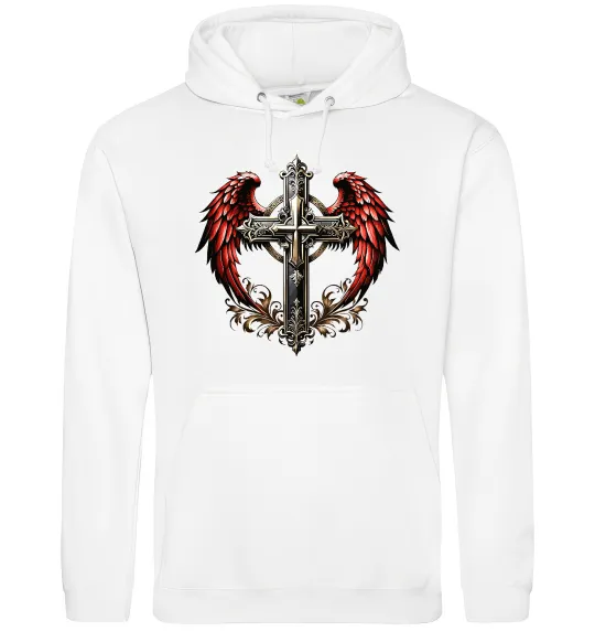 Мужская толстовка (худи) Хрест з крилами Белый фото