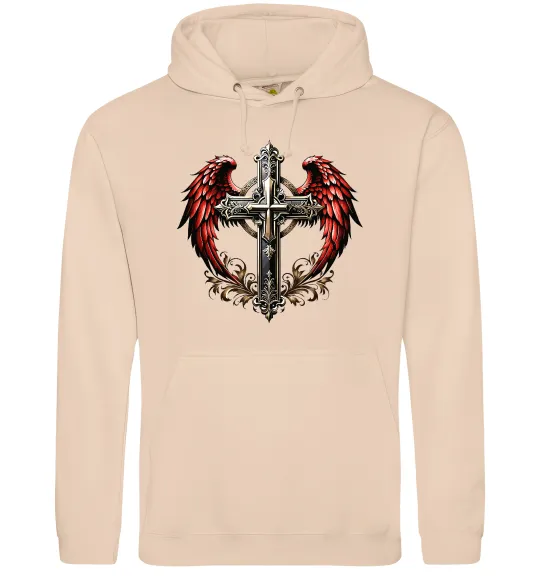 Мужская толстовка (худи) Хрест з крилами Песочный фото