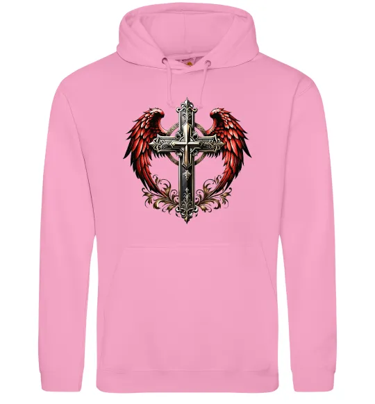 Женская толстовка (худи) Хрест з крилами Розовый фото