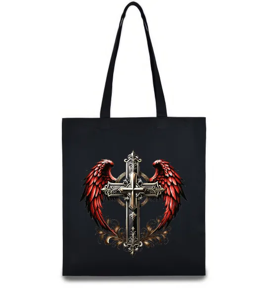 Эко-сумка Хрест з крилами Черный фото