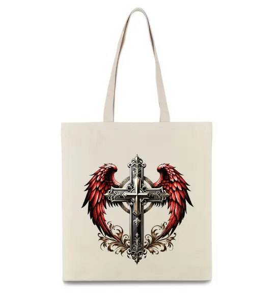 Эко-сумка Хрест з крилами Бежевый фото