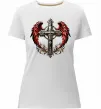 Жіноча преміум футболка Хрест з крилами Білий фото