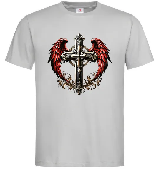 Мужская футболка Хрест з крилами Серый фото