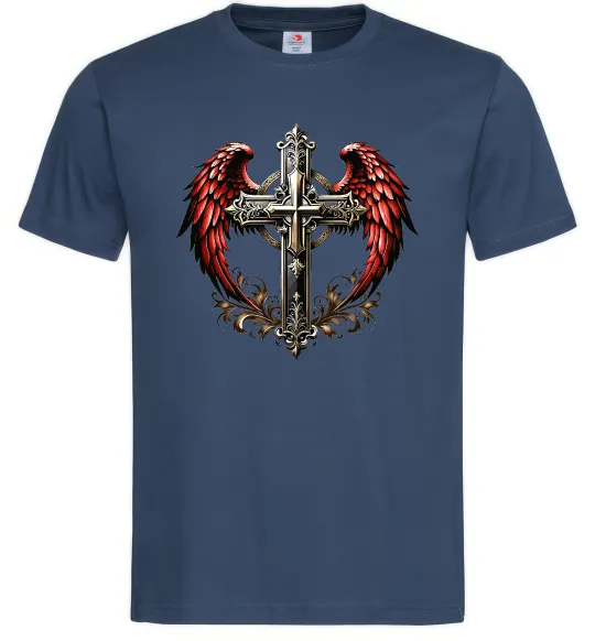 Мужская футболка Хрест з крилами Темно-синий фото