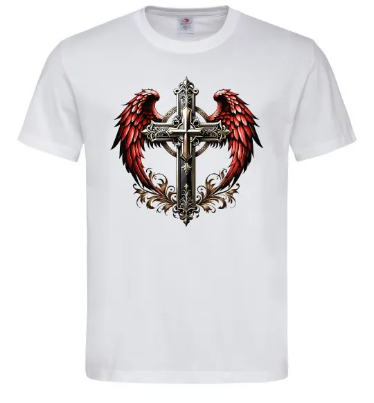 Мужская футболка Хрест з крилами Белый фото