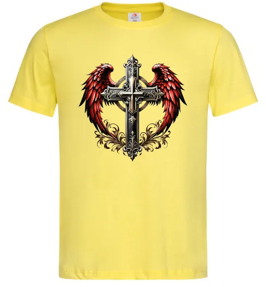 Мужская футболка Хрест з крилами Лимонный фото