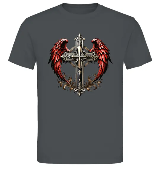 Мужская футболка Хрест з крилами Графит фото