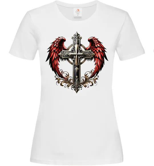Жіноча футболка Хрест з крилами Білий фото