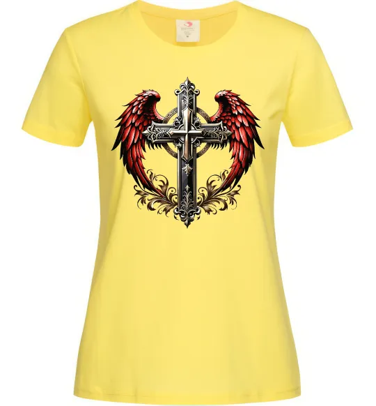 Жіноча футболка Хрест з крилами Лимонний фото